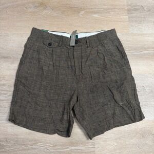 J.Crew Mens Pleated Glen Plaid Shorts Brown BZ985 Size 33 NWT